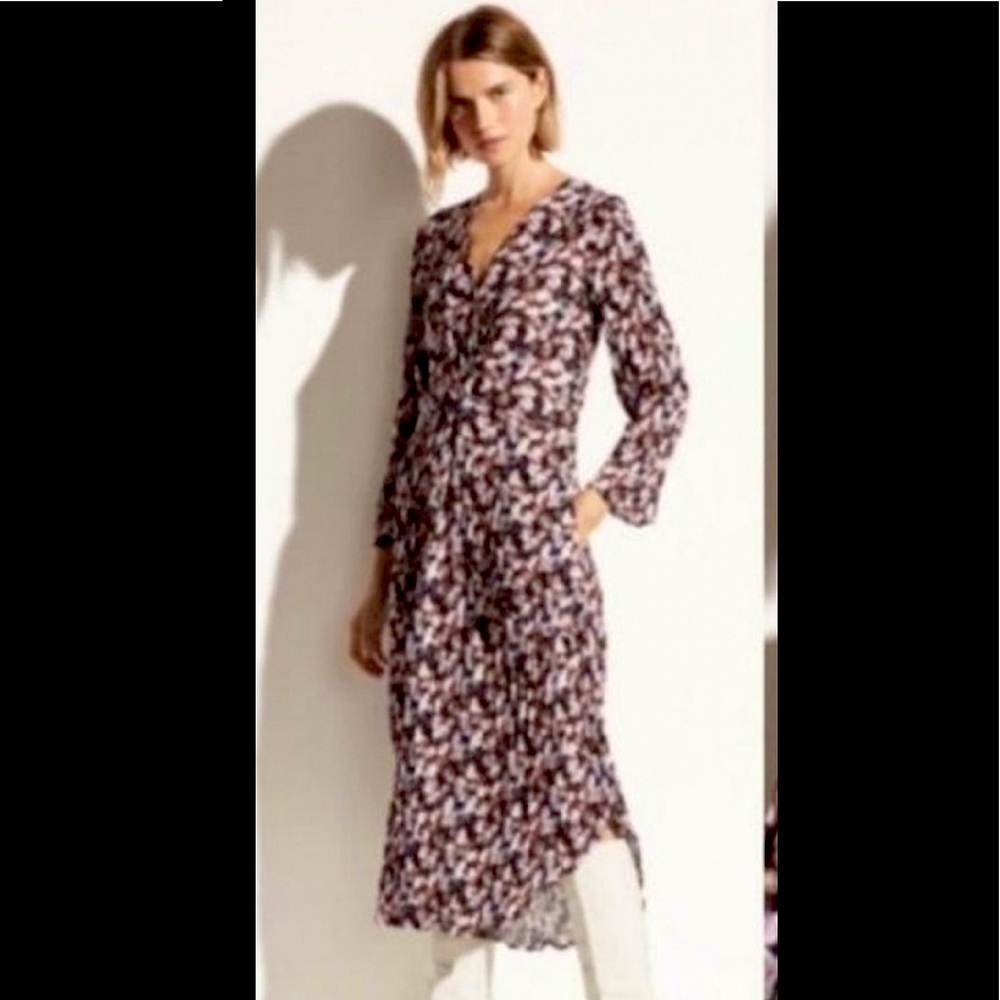 Vince Micropainted Floral Twist Dress in Size 10